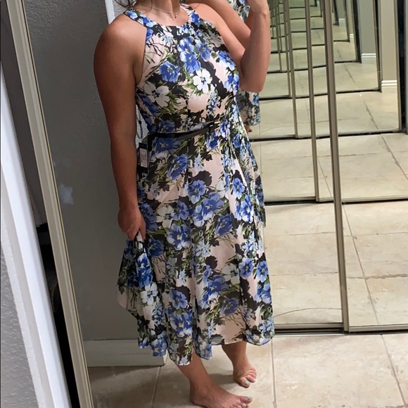 TOMMY HILFIGER chiffon midi periwinkle dress - Picture 2 of 11